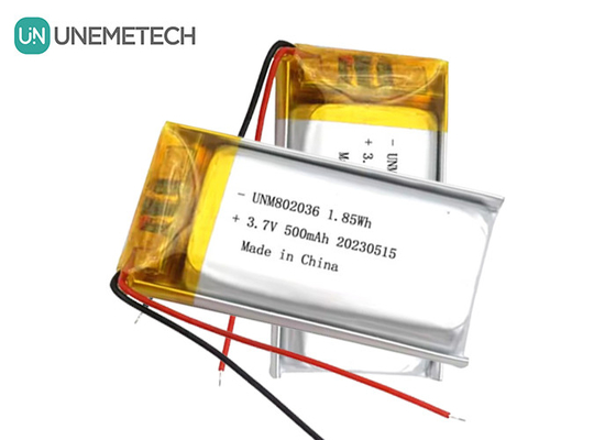 UNEMETECH 3.7V Литий-ионный полимерный аккумулятор 500mAh Литий-полимерный аккумулятор 802036 1.85Wh Липо аккумулятор