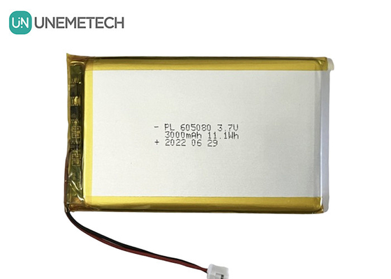 3.7V 3000mAh перезаряжаемая литий-ионная батарея 605080 с PCB и проволочным разъемом для электроники