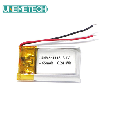 3.7V 65mAh 561118 Перезаряжаемая настраиваемая литиевая полимерная батарея для наушников