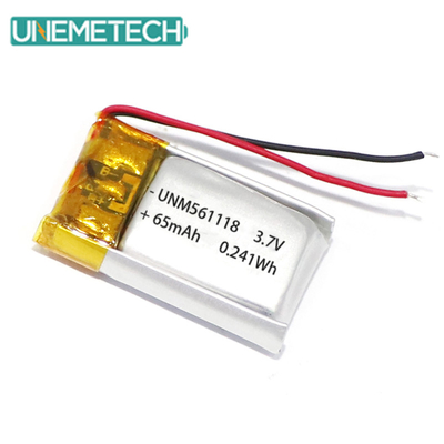 3.7V 65mAh 561118 Перезаряжаемая настраиваемая литиевая полимерная батарея для наушников